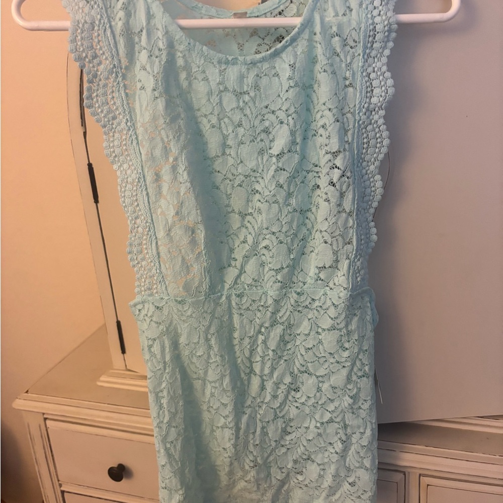 NWT Free People Light Blue Lace Mini Dress